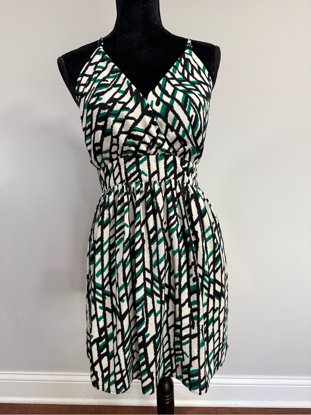 19 Cooper Black, White & Green Striped-Print Sleeveless Dress